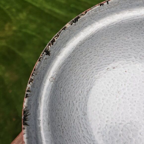 Vintage 1930s Kosmos Schutz-Marke Enamel Saucepan Pan with Cover Brown Gray - Picture 10 of 10